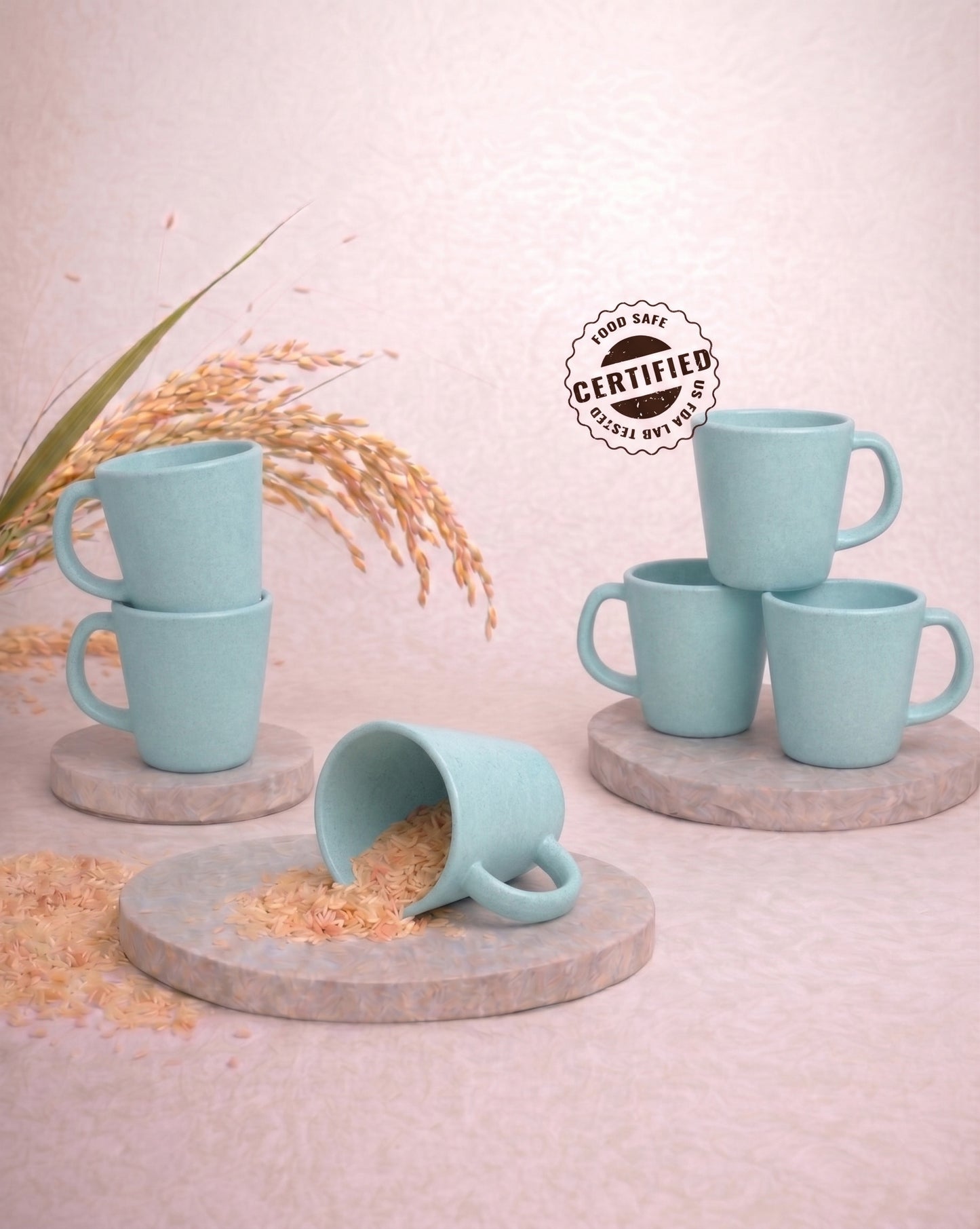 TurtleTales Pebble Brew Rice Husk Espresso Mugs (150ml) - Eco-Friendly Coffee Cups