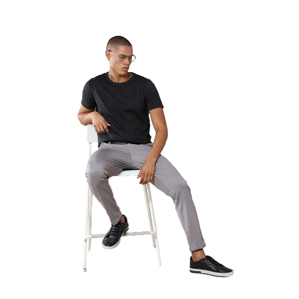 Crew Neck - Tee -Charcoal Black