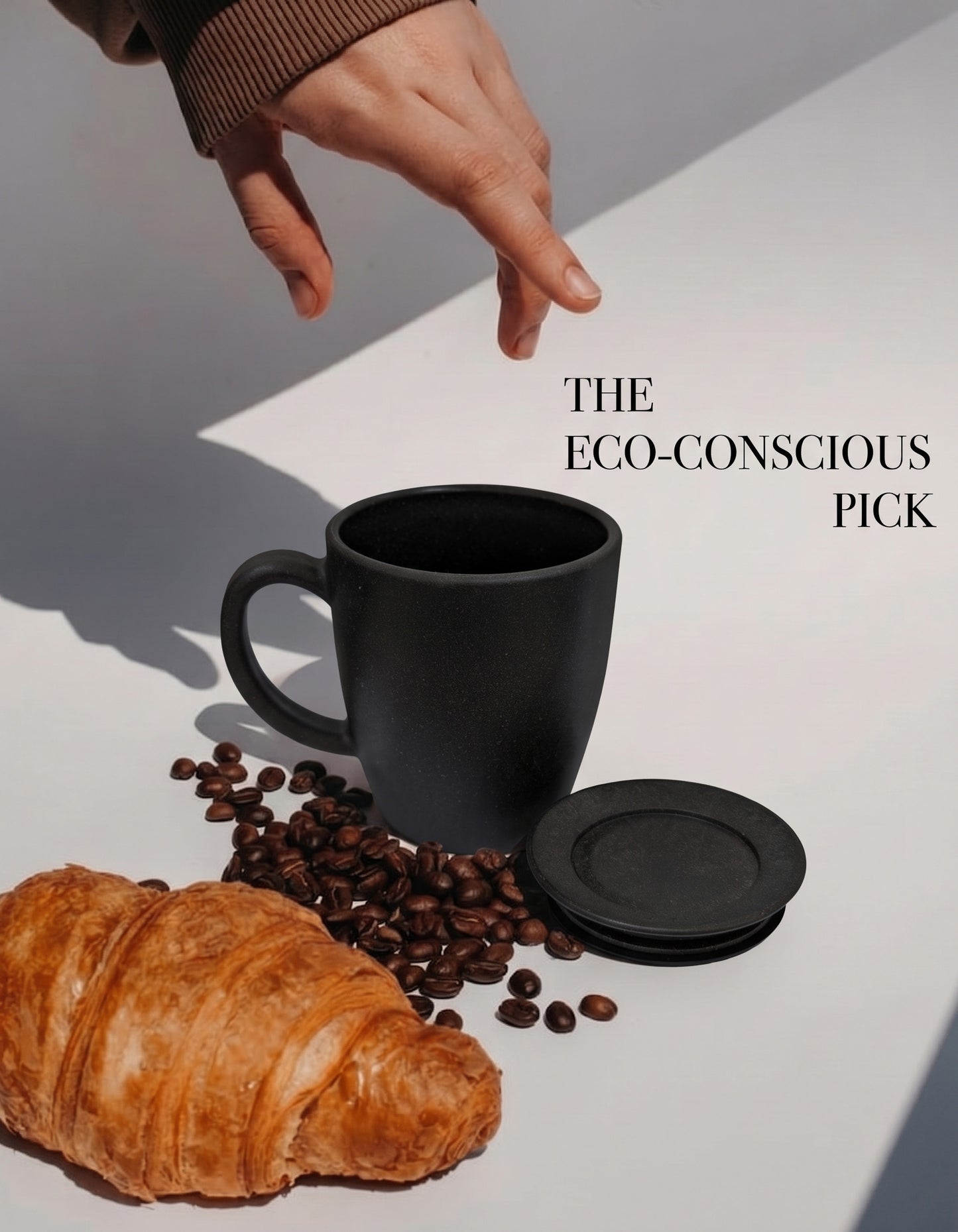 TurtleTales Vintage Brew with Lid Rice Husk Biocomposite Coffee Mug (300ml) - 3-in-1 Eco-Friendly & Unbreakable