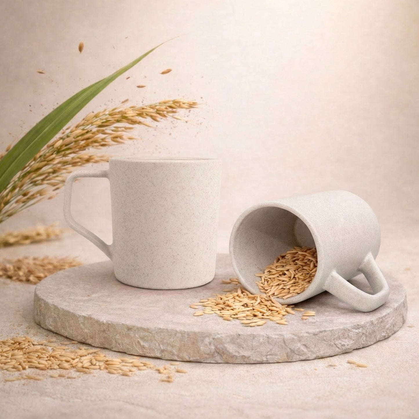 Turtle Brew eco-conscious coffee mug with coffee beans and croissant