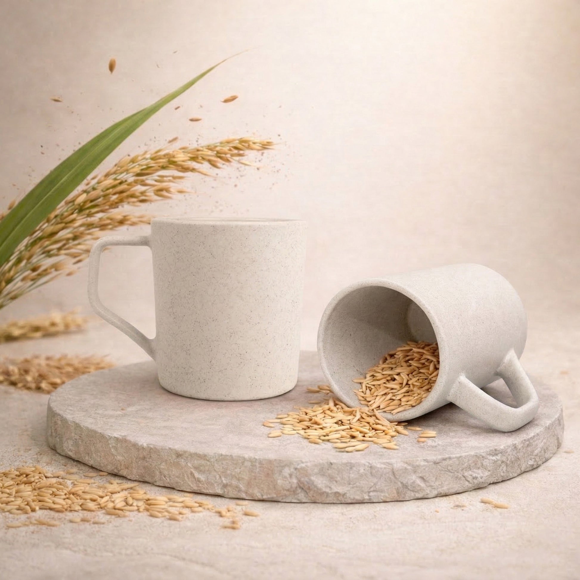 Turtle Brew eco-conscious coffee mug with coffee beans and croissant