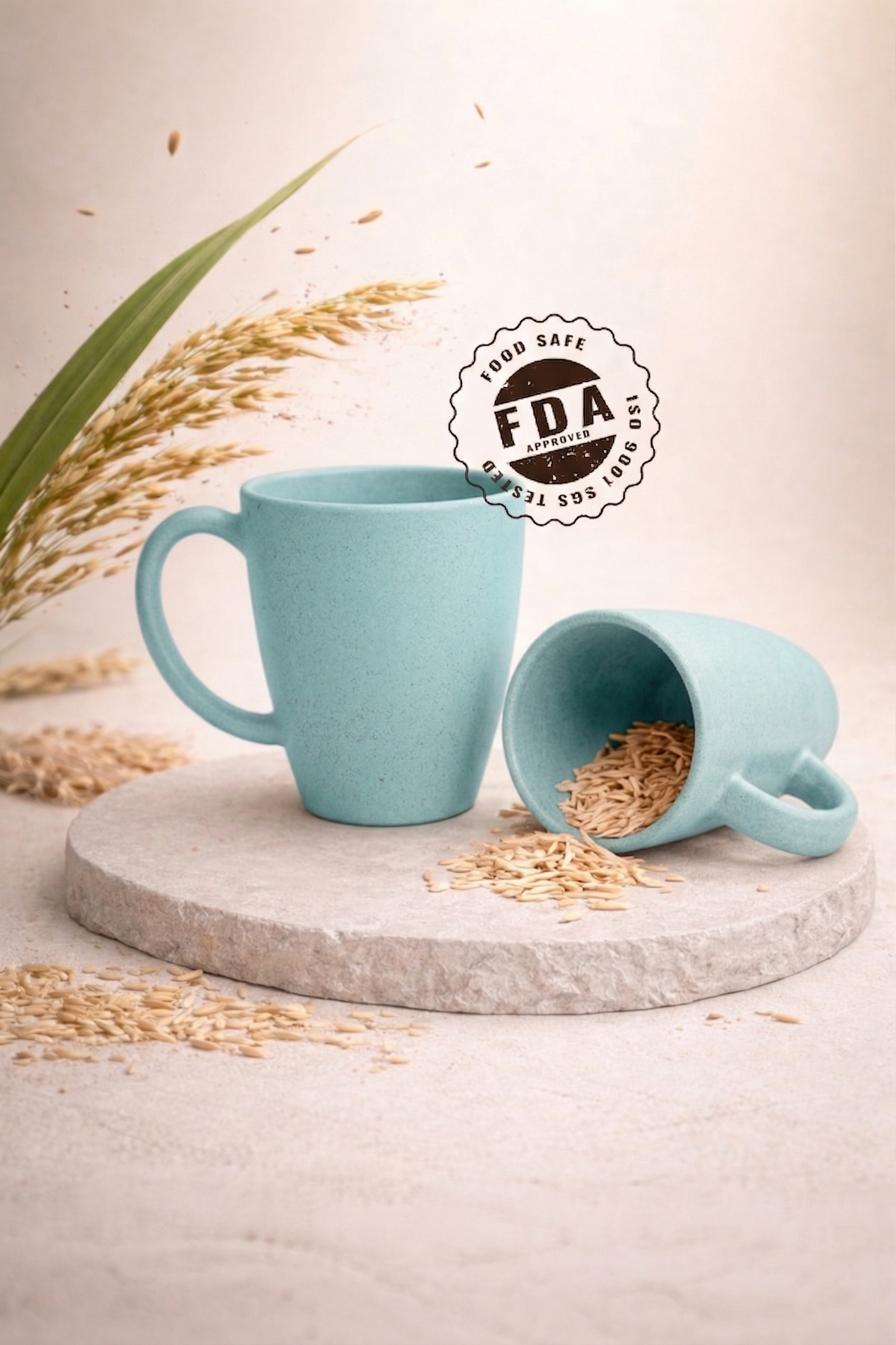 TurtleTales Vintage Brew Rice Husk Biocomposite Coffee Mugs (300ml) - Eco-Friendly & Unbreakable
