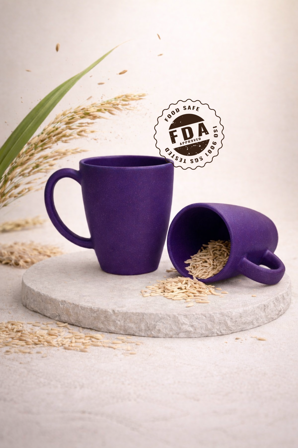 TurtleTales Vintage Brew Rice Husk Biocomposite Coffee Mugs (300ml) - Eco-Friendly & Unbreakable