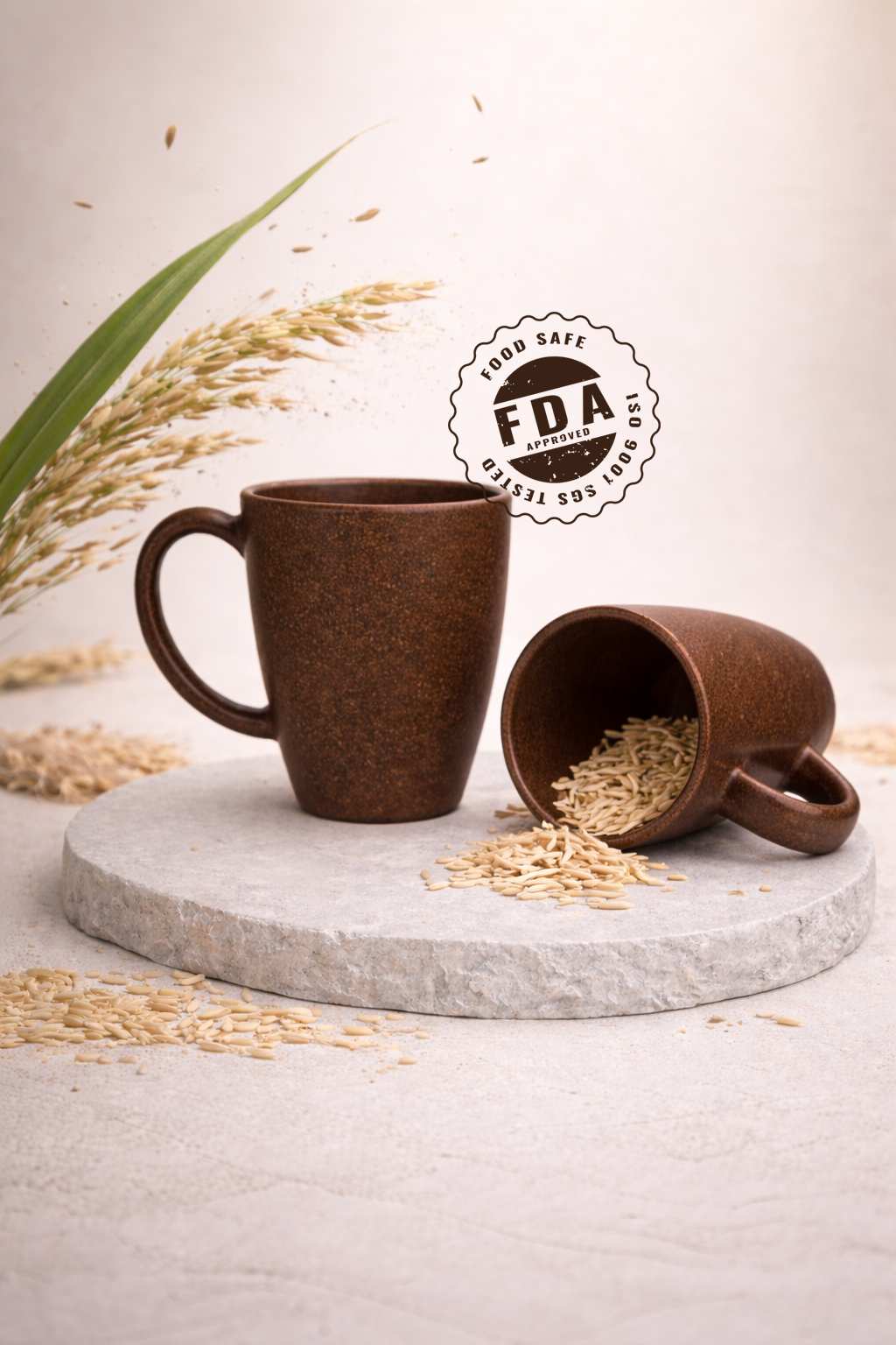 TurtleTales Vintage Brew Rice Husk Biocomposite Coffee Mugs (300ml) - Eco-Friendly & Unbreakable