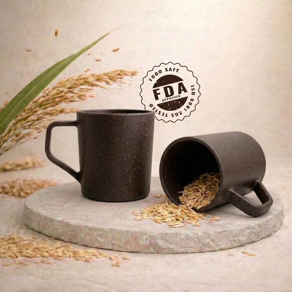 TurtleTales Turtle Brew Rice Husk Eco-Friendly Coffee Mugs (200ml) - Daily Companion Mug