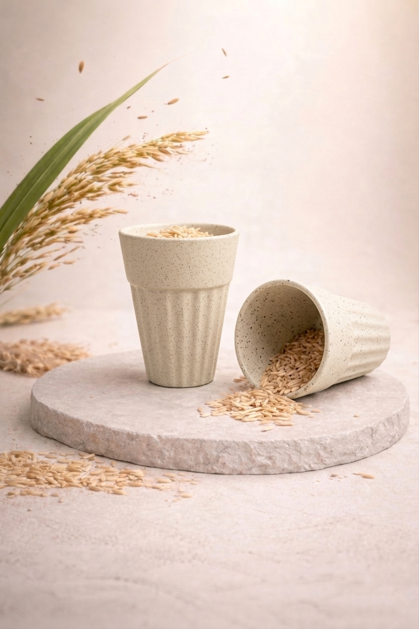 TurtleTales Husk Chai Cups Rice Husk Biocomposite Kulhad Cups (140ml) - Set of 2/4/6