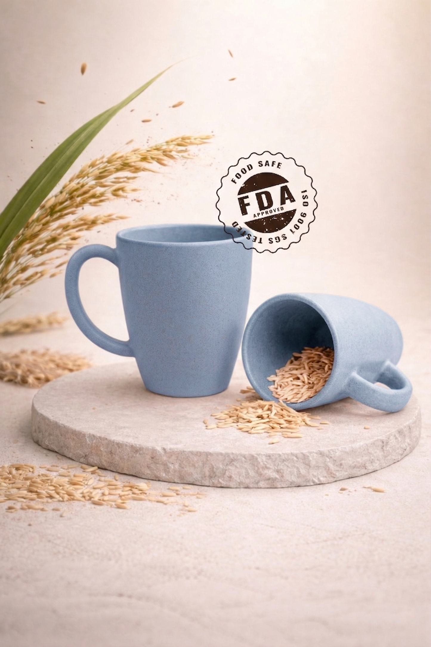 TurtleTales Vintage Brew Rice Husk Biocomposite Coffee Mugs (300ml) - Eco-Friendly & Unbreakable