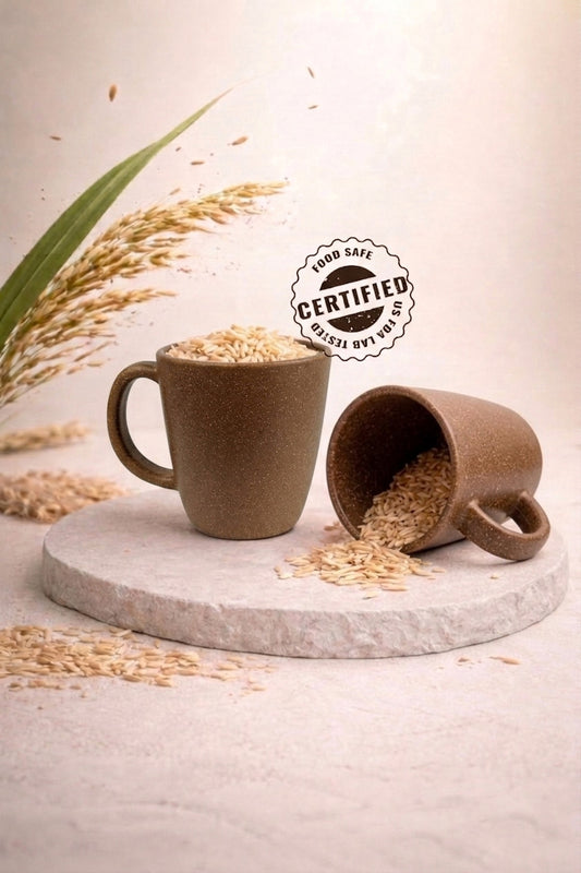 TurtleTales Pebble Brew Rice Husk Espresso Mugs (150ml) - Eco-Friendly Coffee Cups