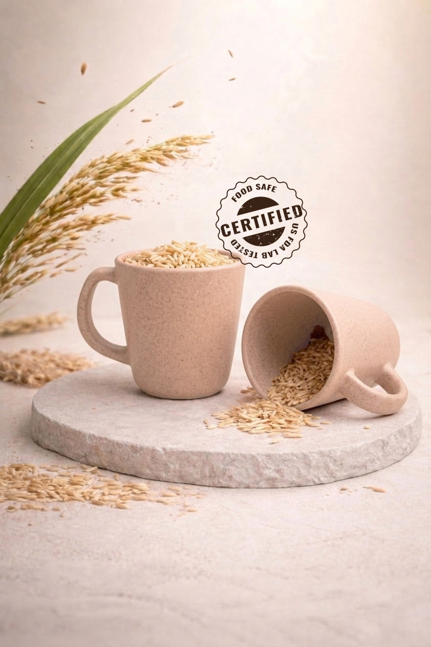 TurtleTales Pebble Brew Rice Husk Espresso Mugs (150ml) - Eco-Friendly Coffee Cups