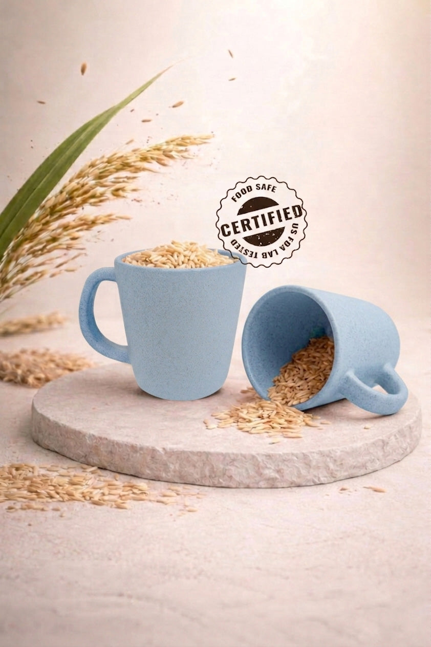 TurtleTales Pebble Brew Rice Husk Espresso Mugs (150ml) - Eco-Friendly Coffee Cups