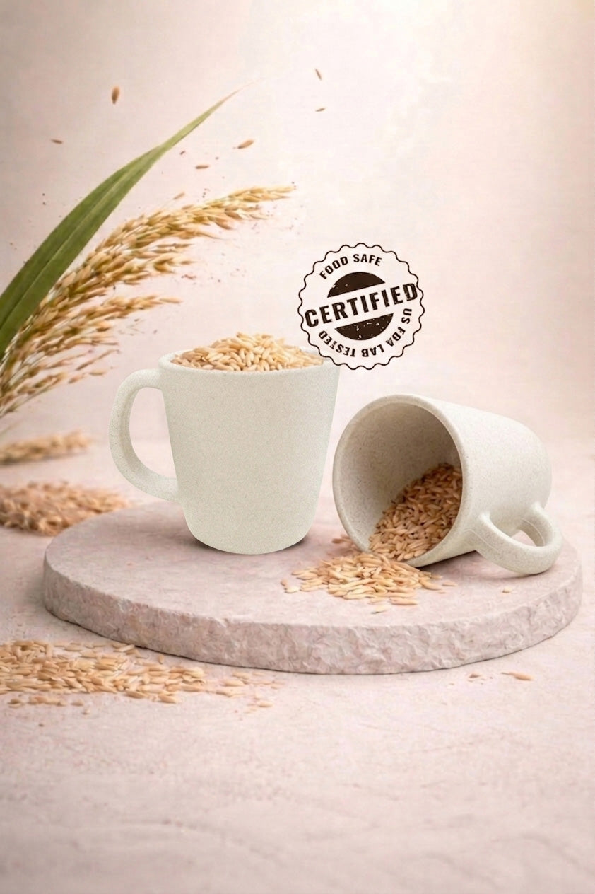 TurtleTales Pebble Brew Rice Husk Espresso Mugs (150ml) - Eco-Friendly Coffee Cups