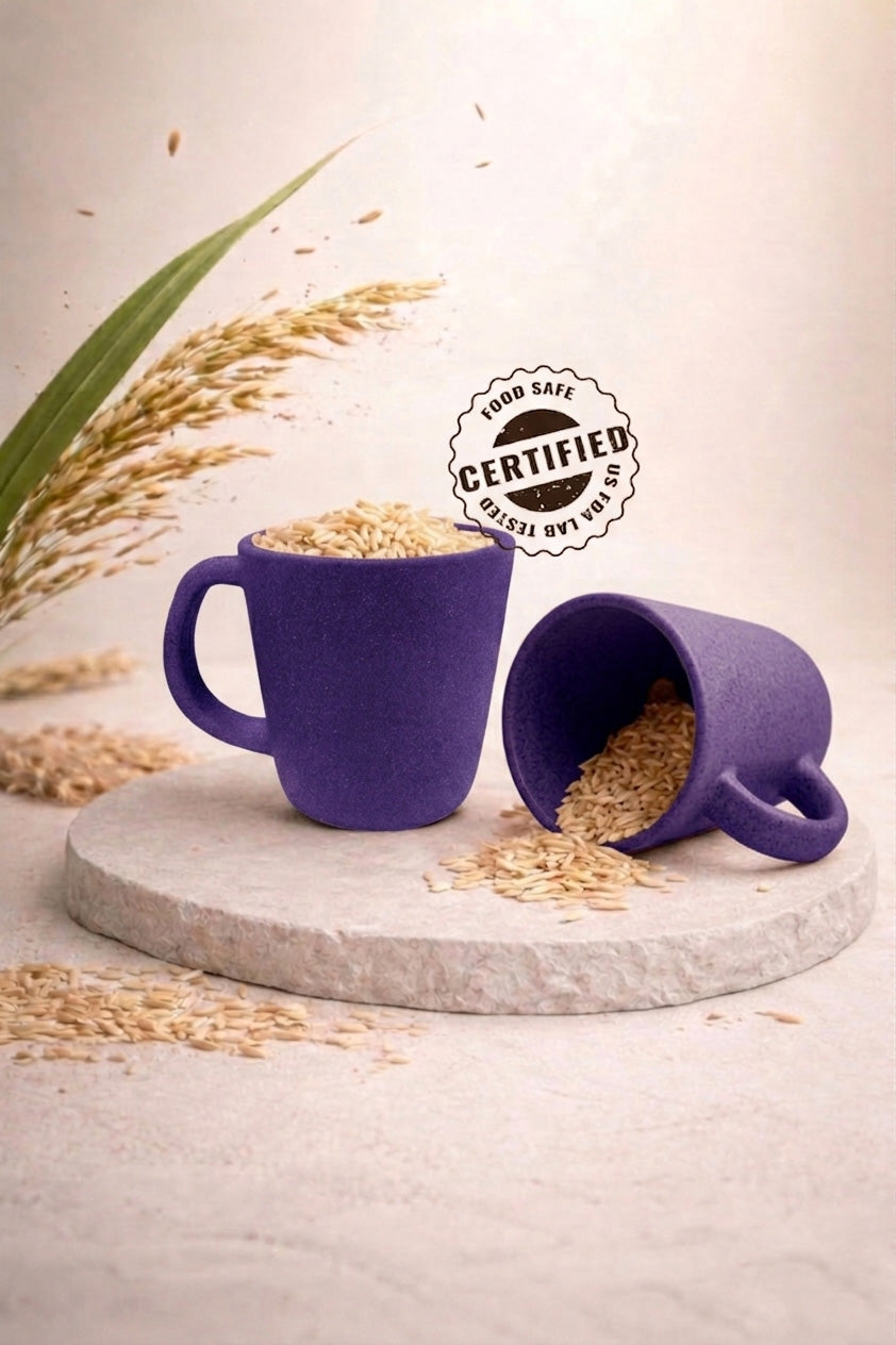 TurtleTales Pebble Brew Rice Husk Espresso Mugs (150ml) - Eco-Friendly Coffee Cups