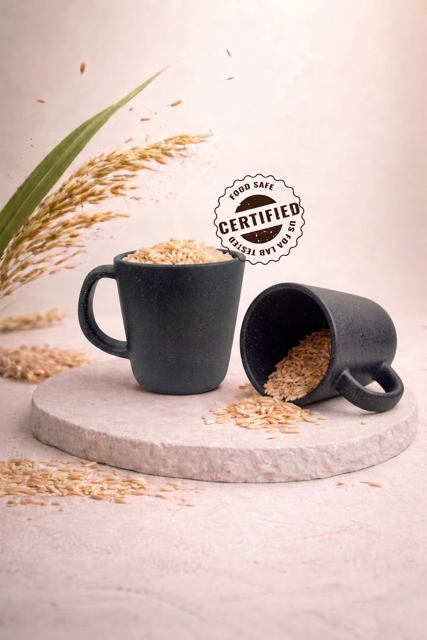 TurtleTales Pebble Brew Rice Husk Espresso Mugs (150ml) - Eco-Friendly Coffee Cups