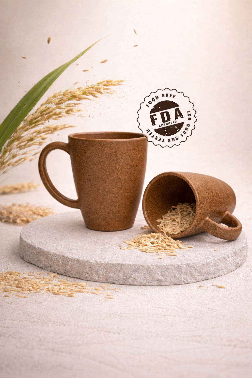 TurtleTales Vintage Brew Rice Husk Biocomposite Coffee Mugs (300ml) - Eco-Friendly & Unbreakable