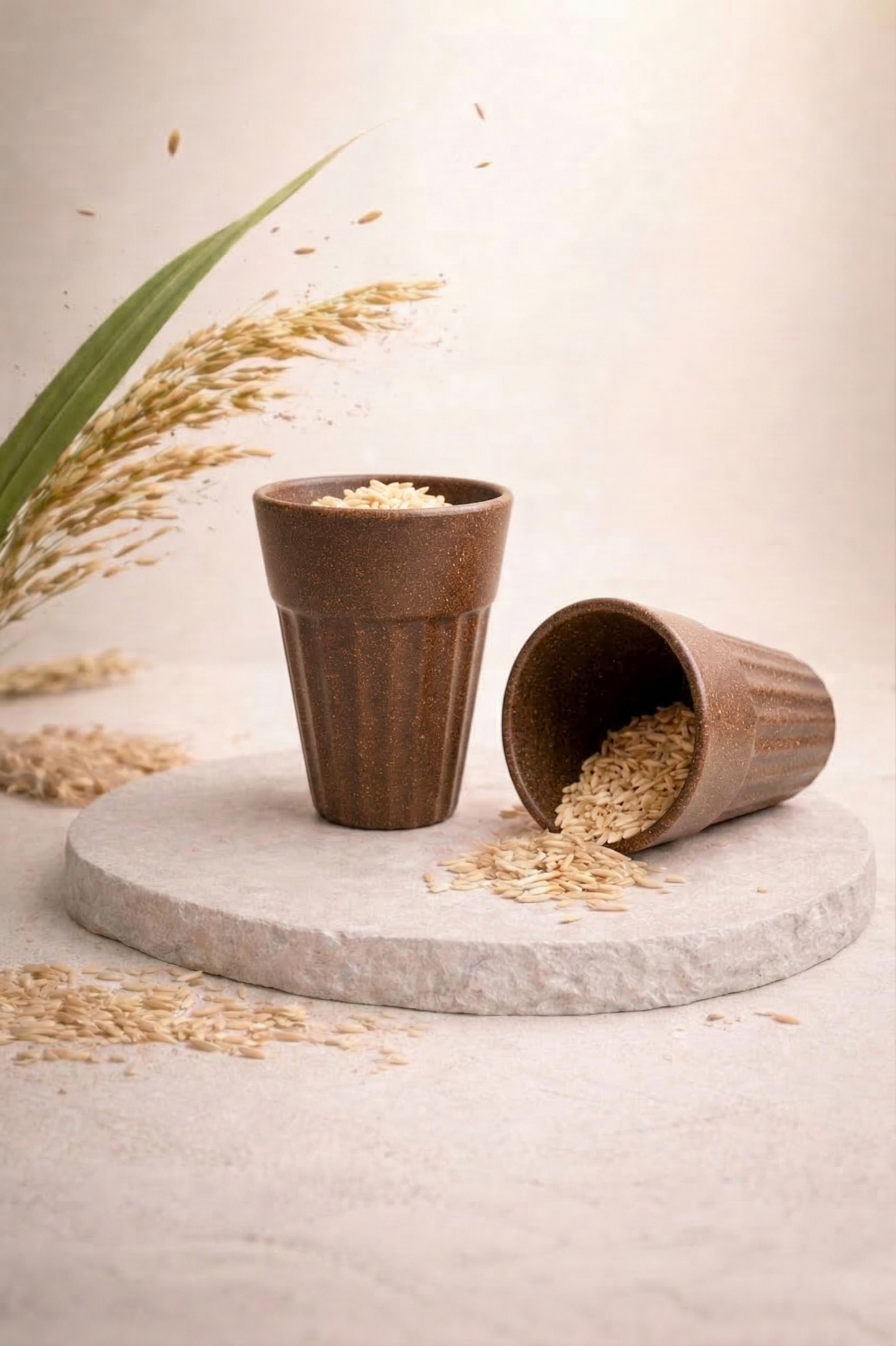 TurtleTales Husk Chai Cups Rice Husk Biocomposite Kulhad Cups (140ml) - Set of 2/4/6