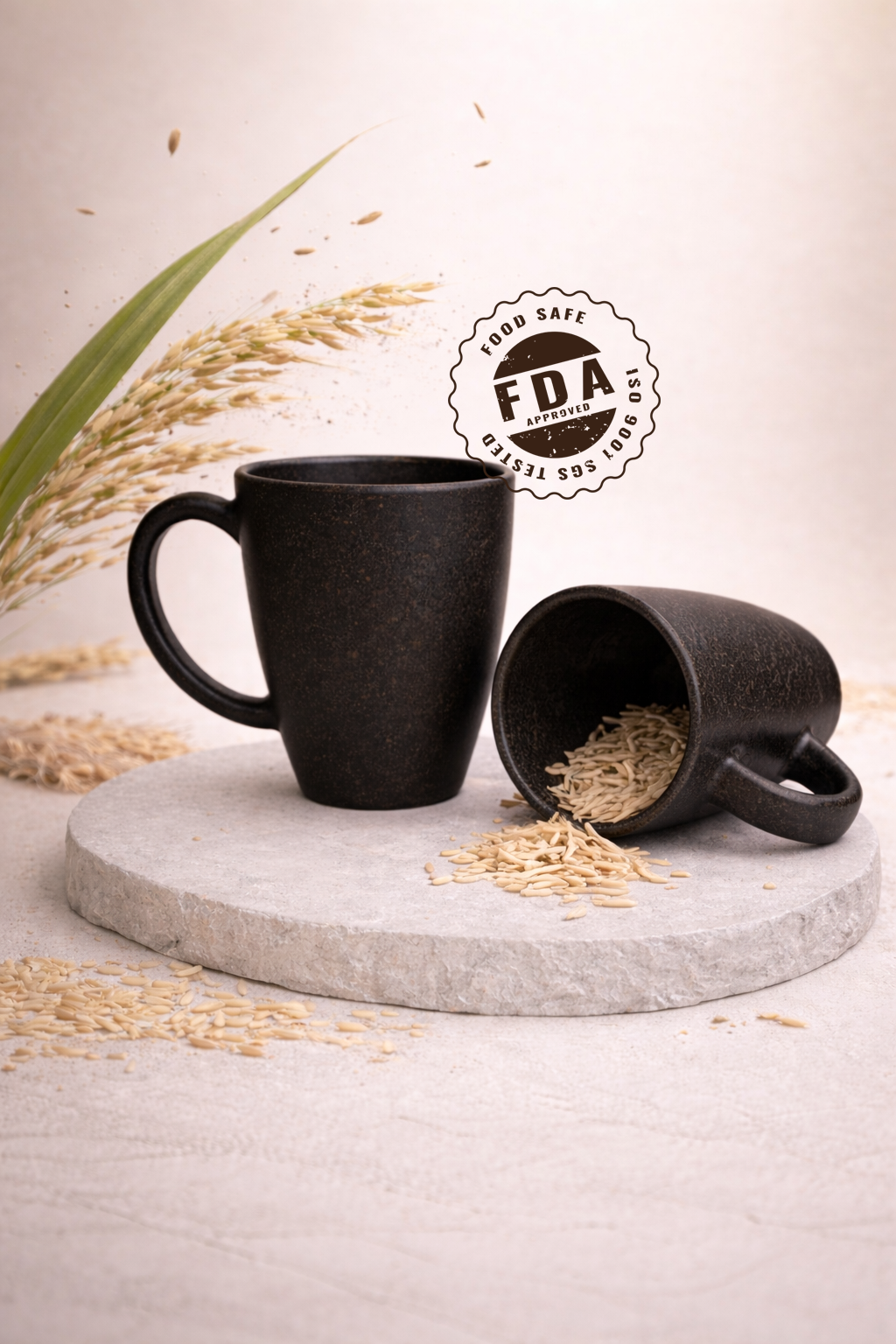 TurtleTales Vintage Brew Rice Husk Biocomposite Coffee Mugs (300ml) - Eco-Friendly & Unbreakable