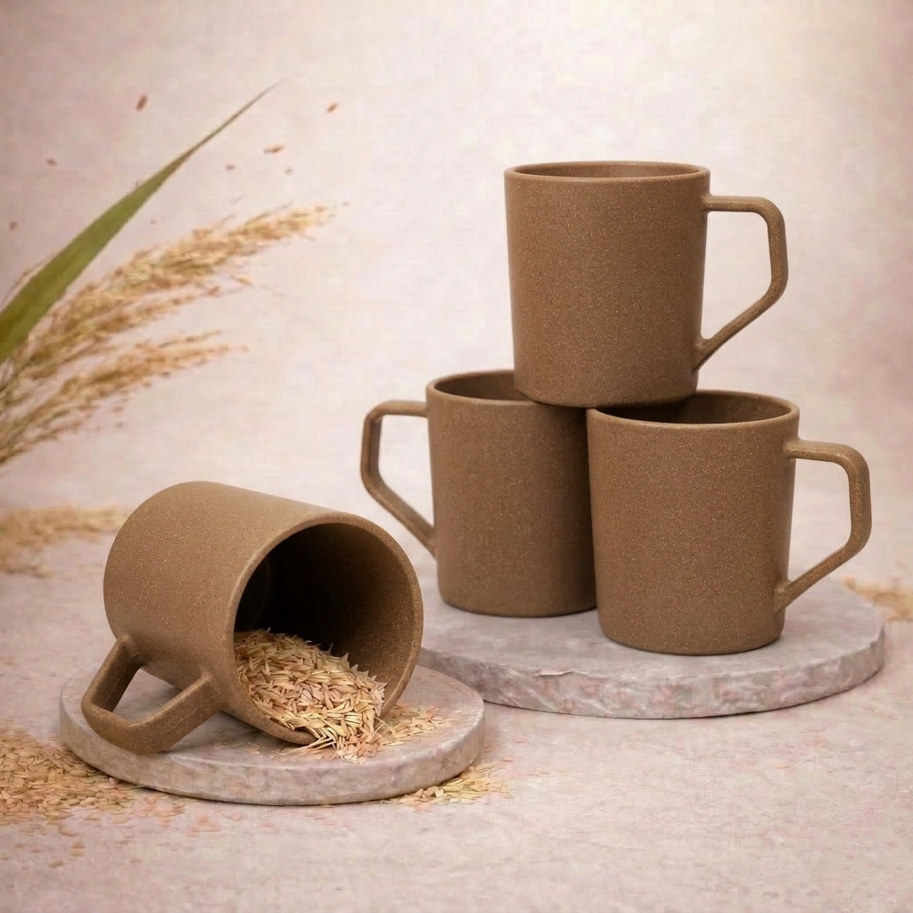TurtleTales Turtle Brew Rice Husk Eco-Friendly Coffee Mugs (200ml) - Daily Companion Mug