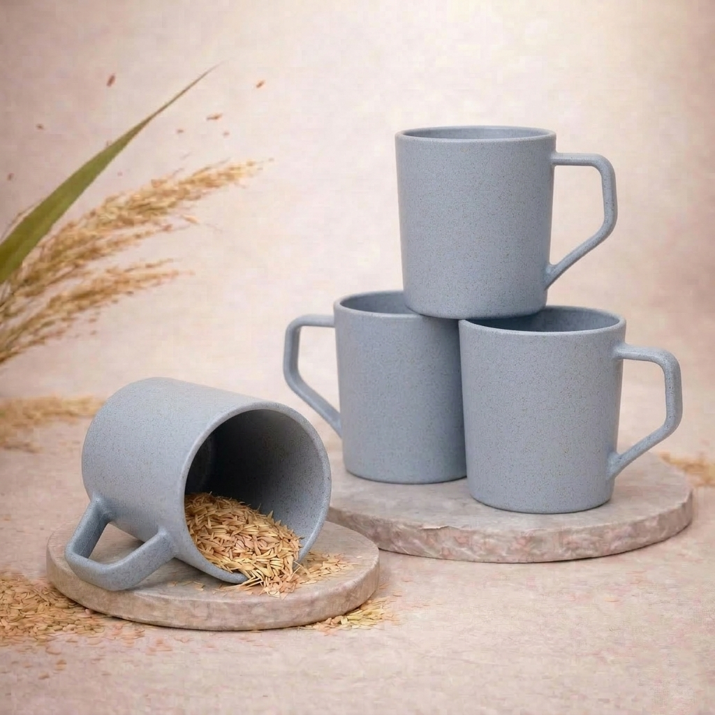 TurtleTales Turtle Brew Rice Husk Eco-Friendly Coffee Mugs (200ml) - Daily Companion Mug