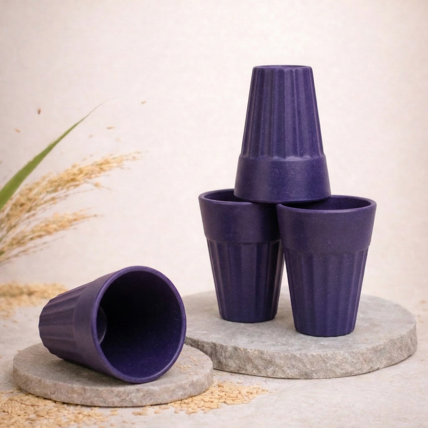 TurtleTales Husk Chai Cups Rice Husk Biocomposite Kulhad Cups (140ml) - Set of 2/4/6