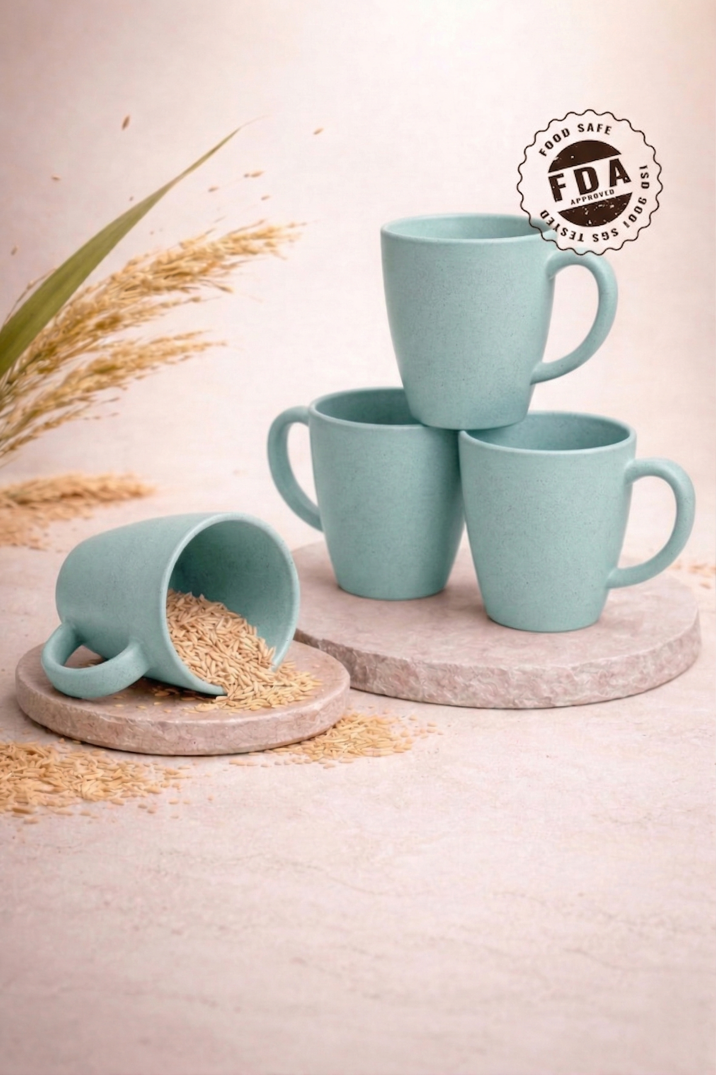 TurtleTales Vintage Brew Rice Husk Biocomposite Coffee Mugs (300ml) - Eco-Friendly & Unbreakable