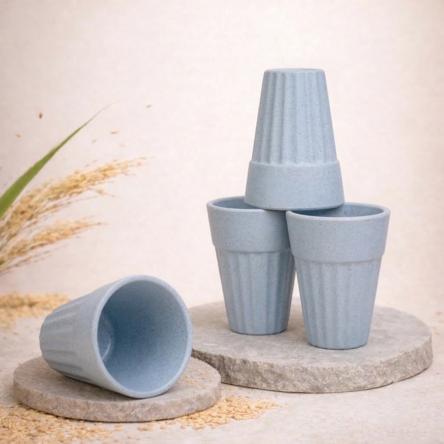 TurtleTales Husk Chai Cups Rice Husk Biocomposite Kulhad Cups (140ml) - Set of 2/4/6