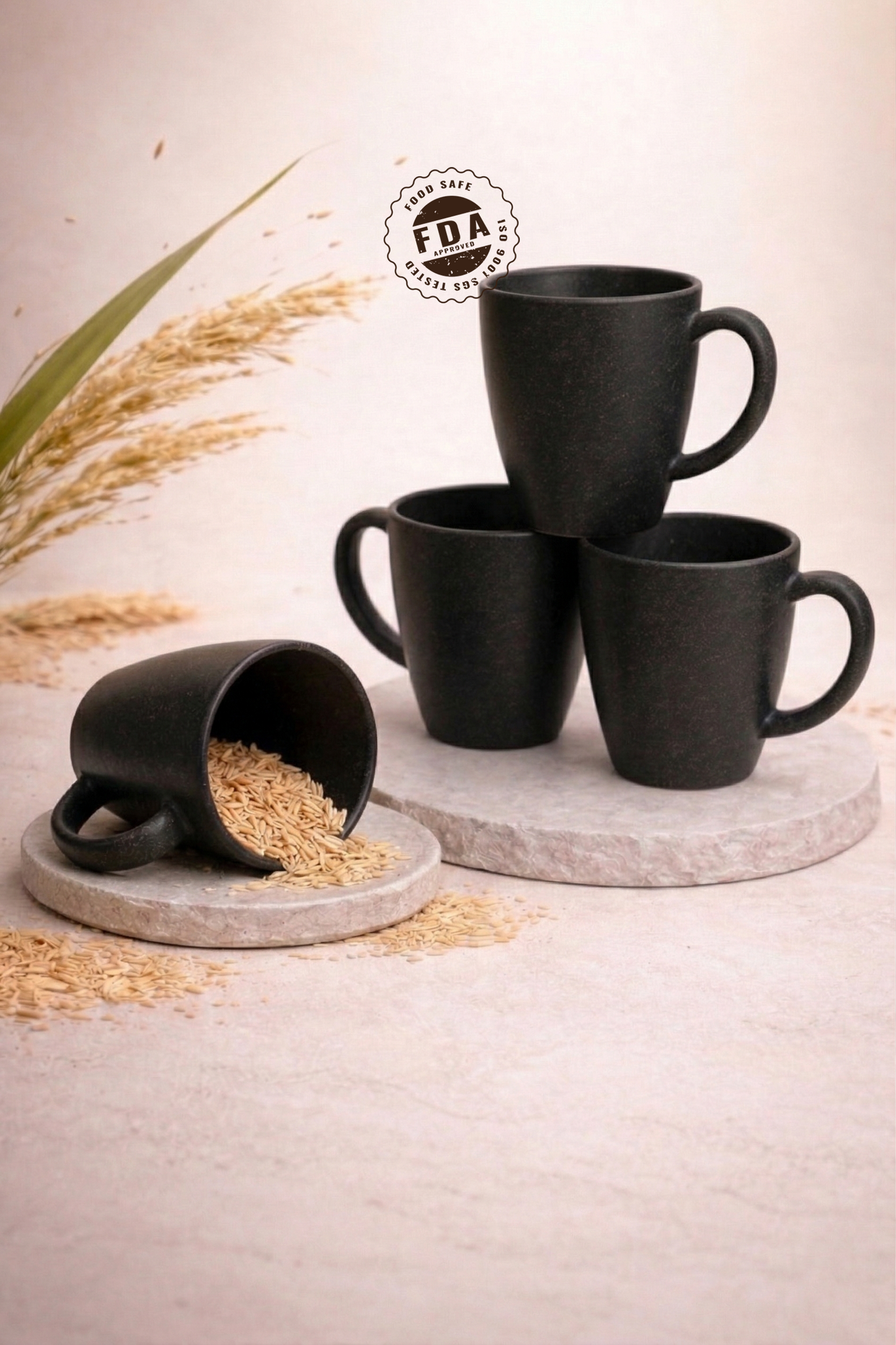 TurtleTales Vintage Brew Rice Husk Biocomposite Coffee Mugs (300ml) - Eco-Friendly & Unbreakable
