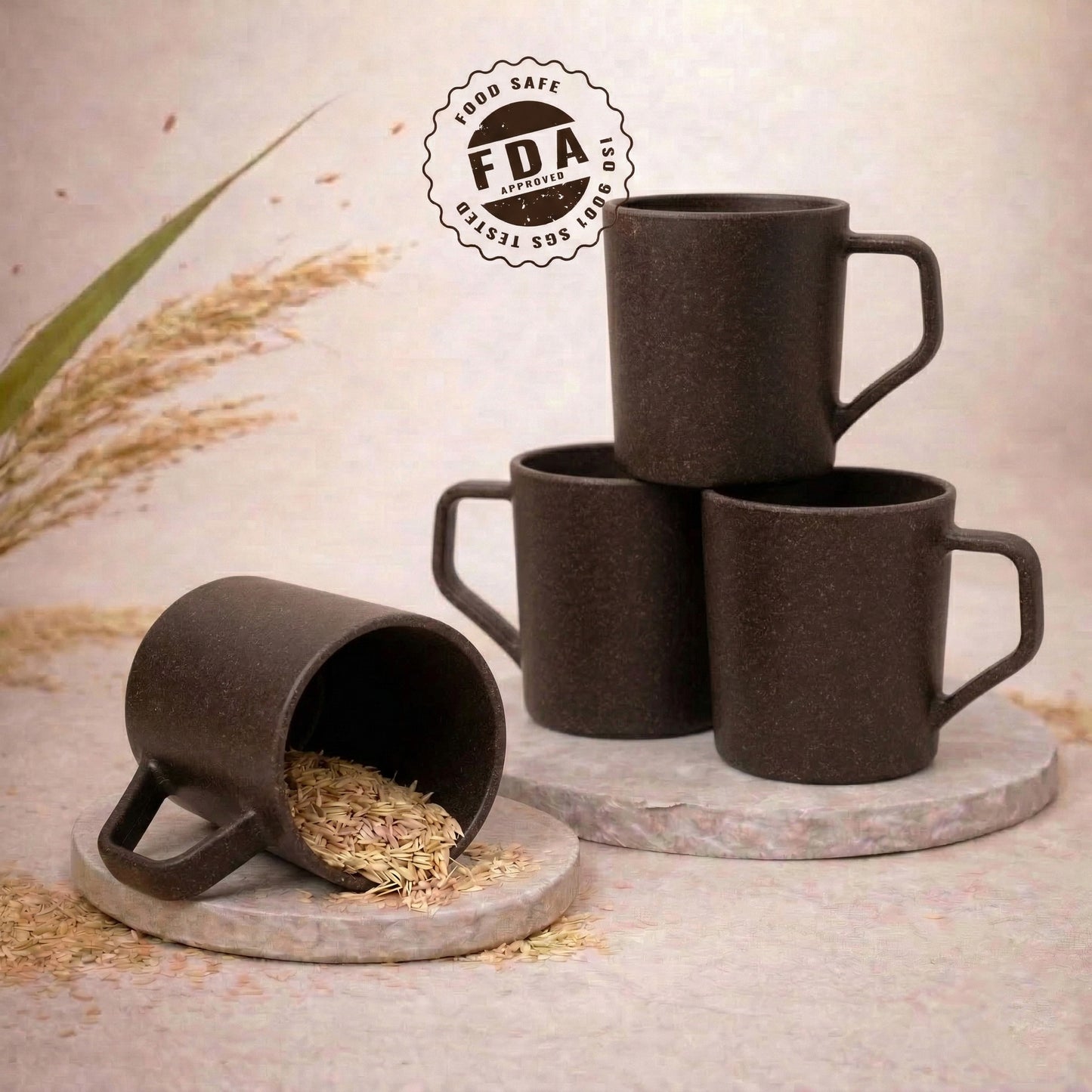 TurtleTales Turtle Brew Rice Husk Eco-Friendly Coffee Mugs (200ml) - Daily Companion Mug