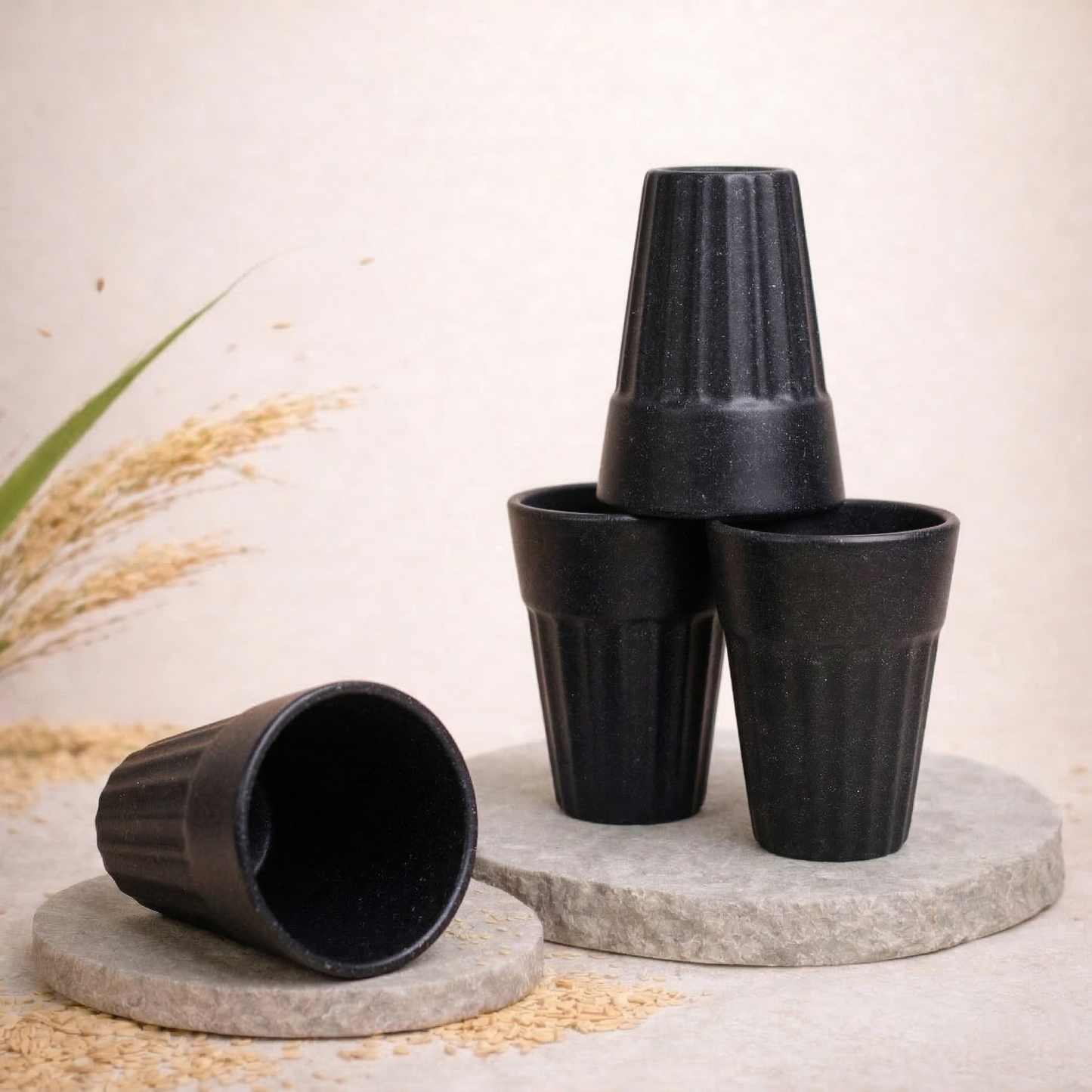 TurtleTales Husk Chai Cups Rice Husk Biocomposite Kulhad Cups (140ml) - Set of 2/4/6