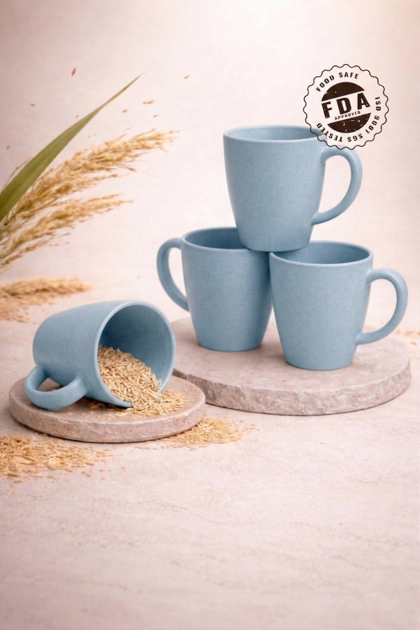TurtleTales Vintage Brew Rice Husk Biocomposite Coffee Mugs (300ml) - Eco-Friendly & Unbreakable