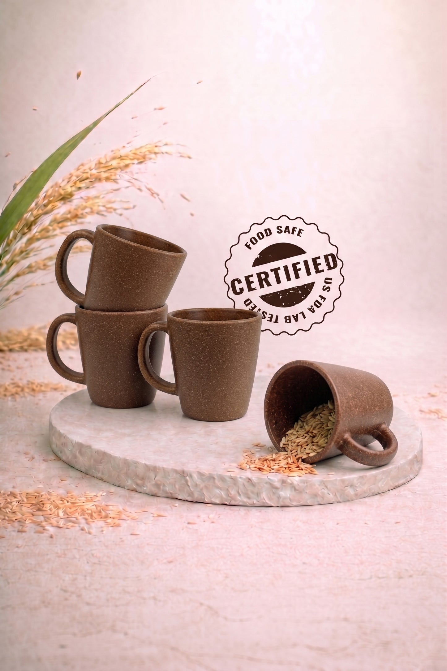TurtleTales Pebble Brew Rice Husk Espresso Mugs (150ml) - Eco-Friendly Coffee Cups
