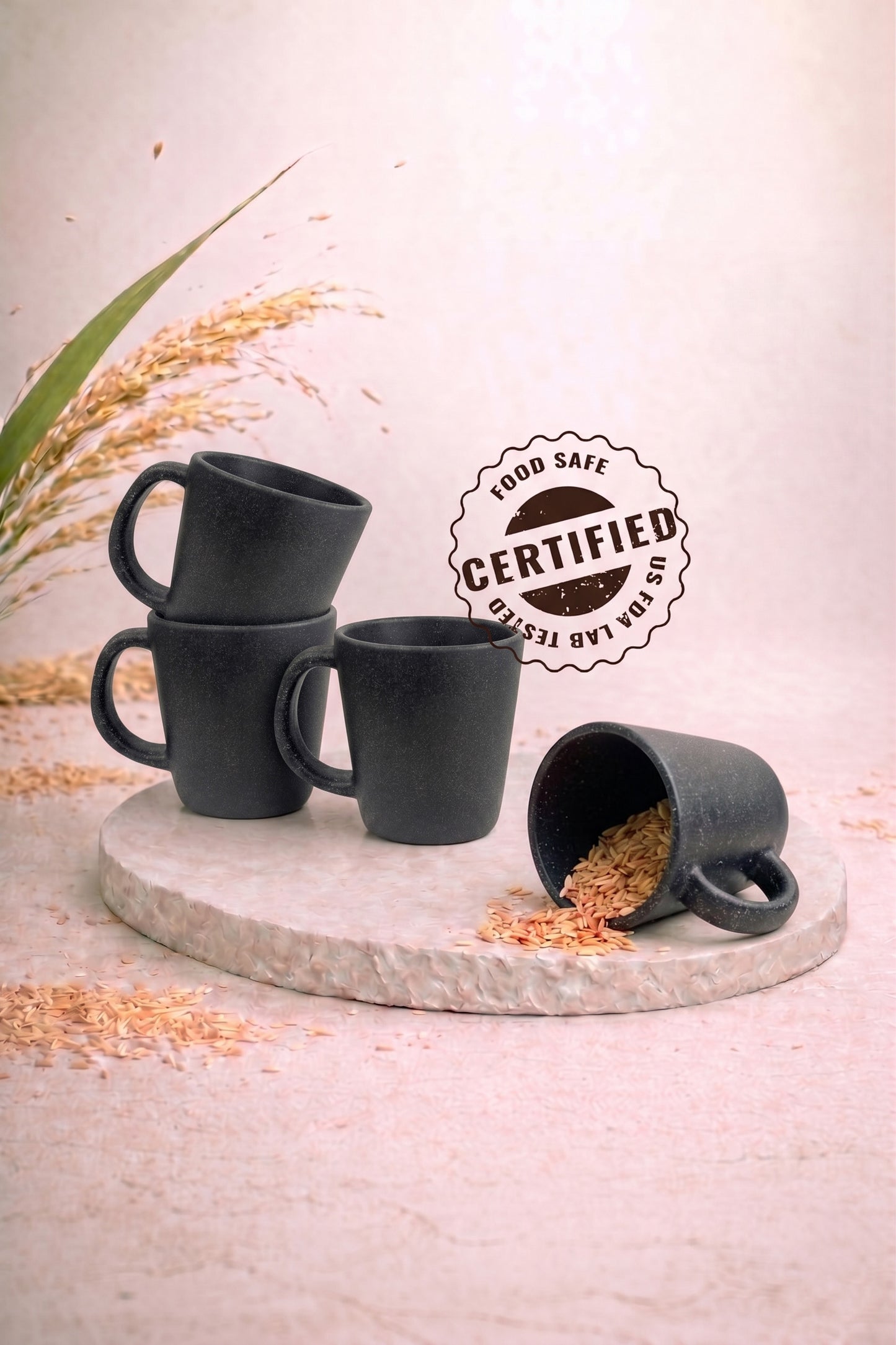 TurtleTales Pebble Brew Rice Husk Espresso Mugs (150ml) - Eco-Friendly Coffee Cups