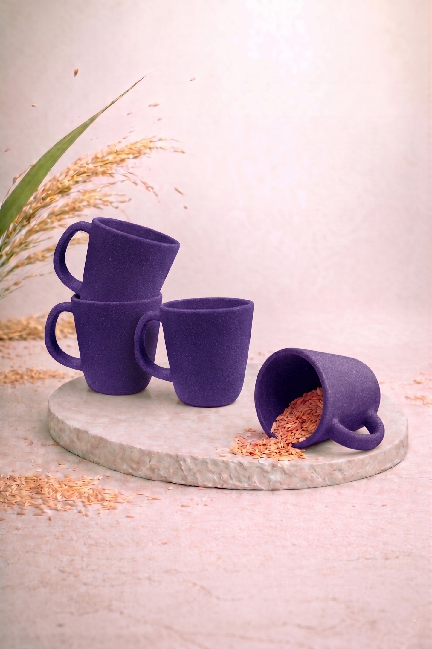 TurtleTales Pebble Brew Rice Husk Espresso Mugs (150ml) - Eco-Friendly Coffee Cups