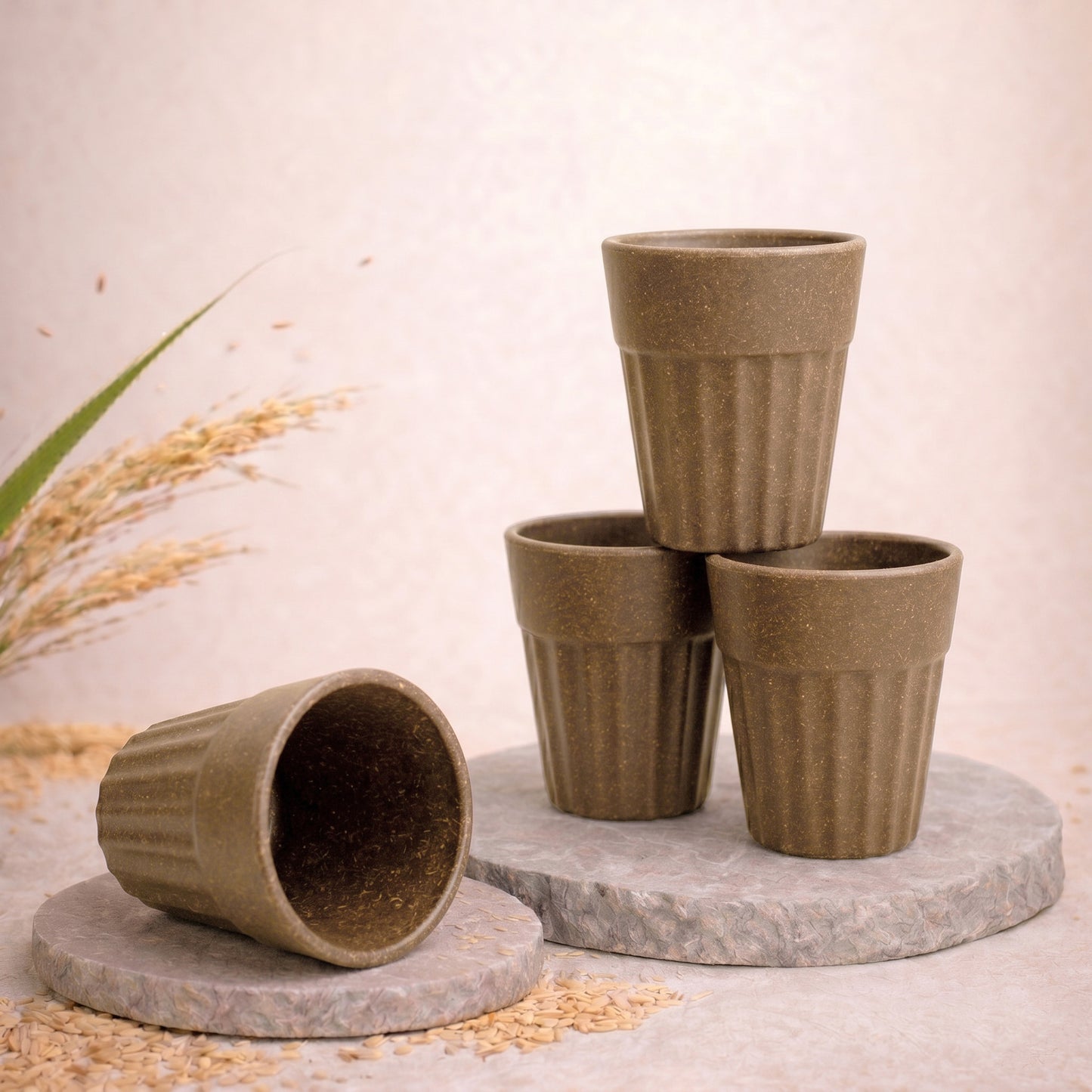 TurtleTales Mini Husk Chai Cups Rice Husk Cutting Chai Cups (85ml) - Set of 4/6