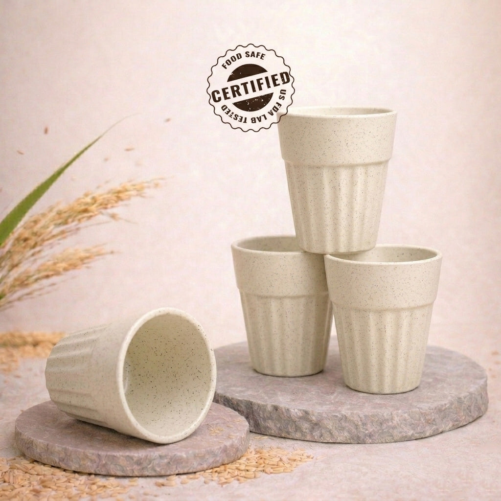 TurtleTales Mini Husk Chai Cups Rice Husk Cutting Chai Cups (85ml) - Set of 4/6