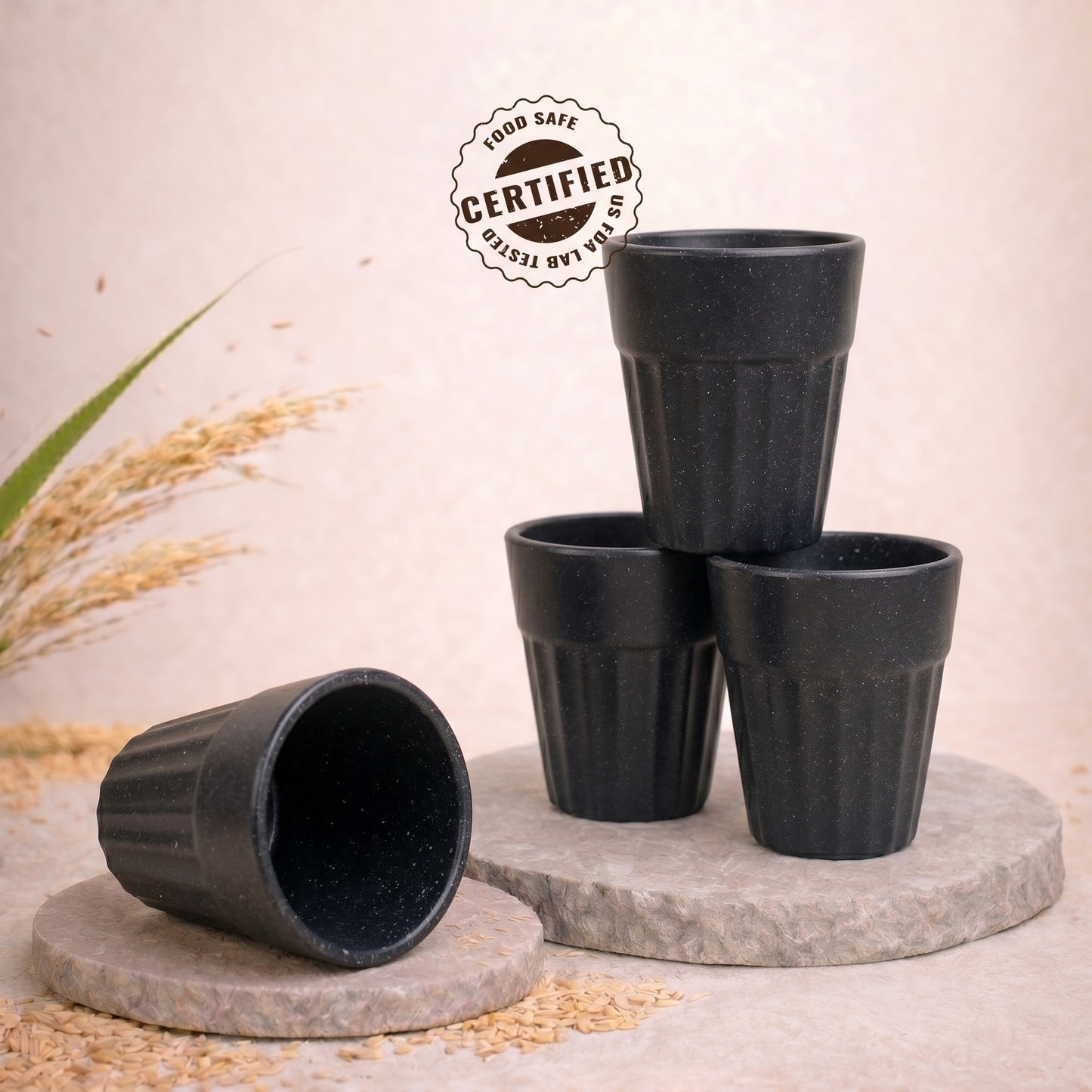 TurtleTales Mini Husk Chai Cups Rice Husk Cutting Chai Cups (85ml) - Set of 4/6