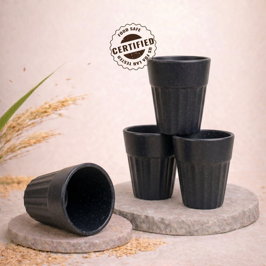 TurtleTales Mini Husk Chai Cups Rice Husk Cutting Chai Cups (85ml) - Set of 4/6