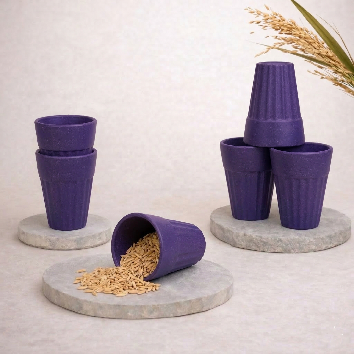 TurtleTales Husk Chai Cups Rice Husk Biocomposite Kulhad Cups (140ml) - Set of 2/4/6