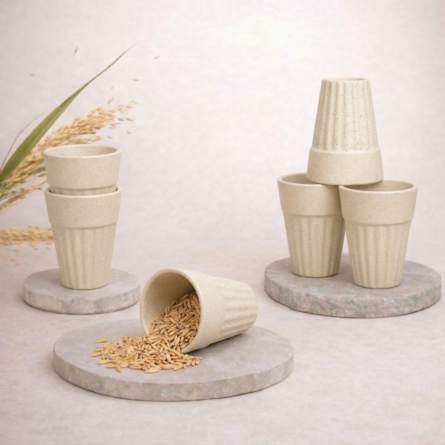 TurtleTales Husk Chai Cups Rice Husk Biocomposite Kulhad Cups (140ml) - Set of 2/4/6