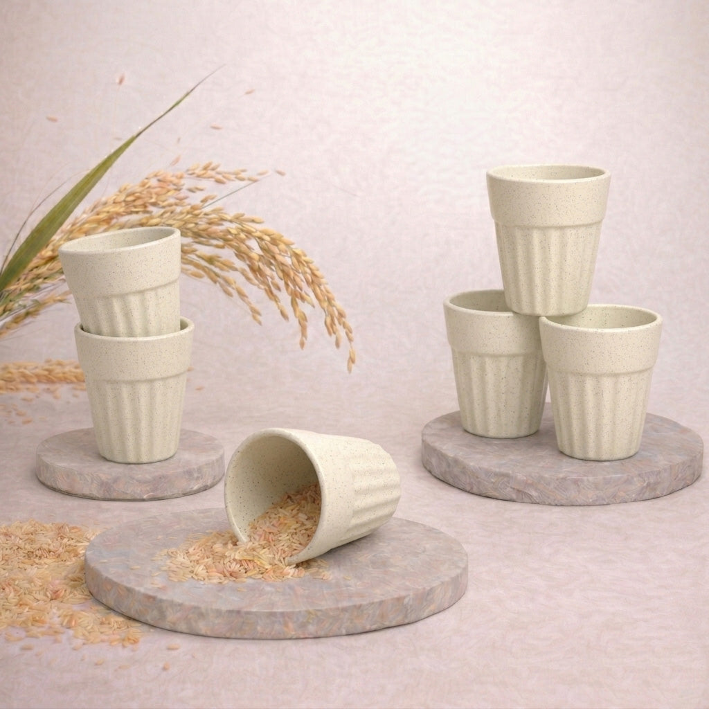 TurtleTales Mini Husk Chai Cups Rice Husk Cutting Chai Cups (85ml) - Set of 4/6