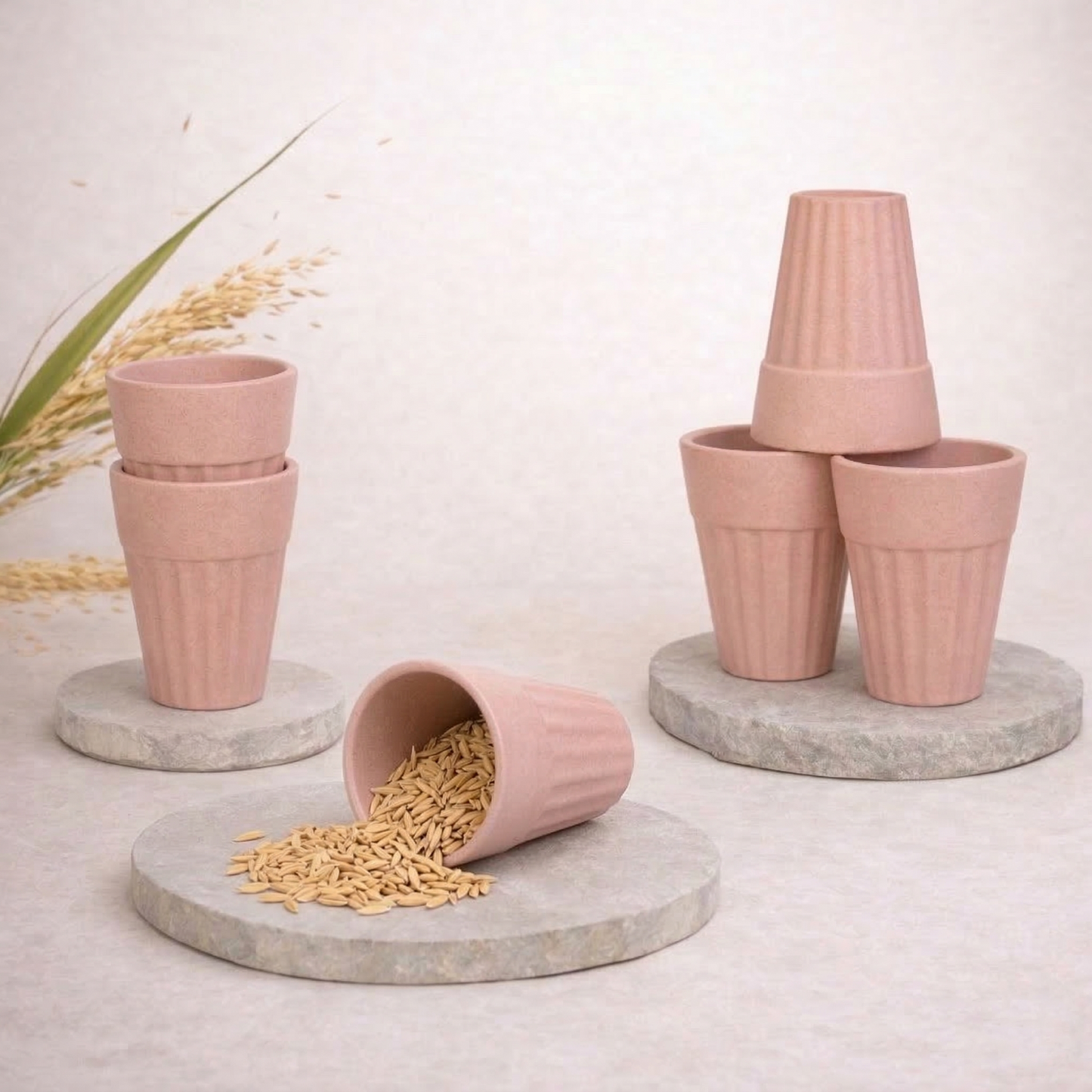 TurtleTales Husk Chai Cups Rice Husk Biocomposite Kulhad Cups (140ml) - Set of 2/4/6