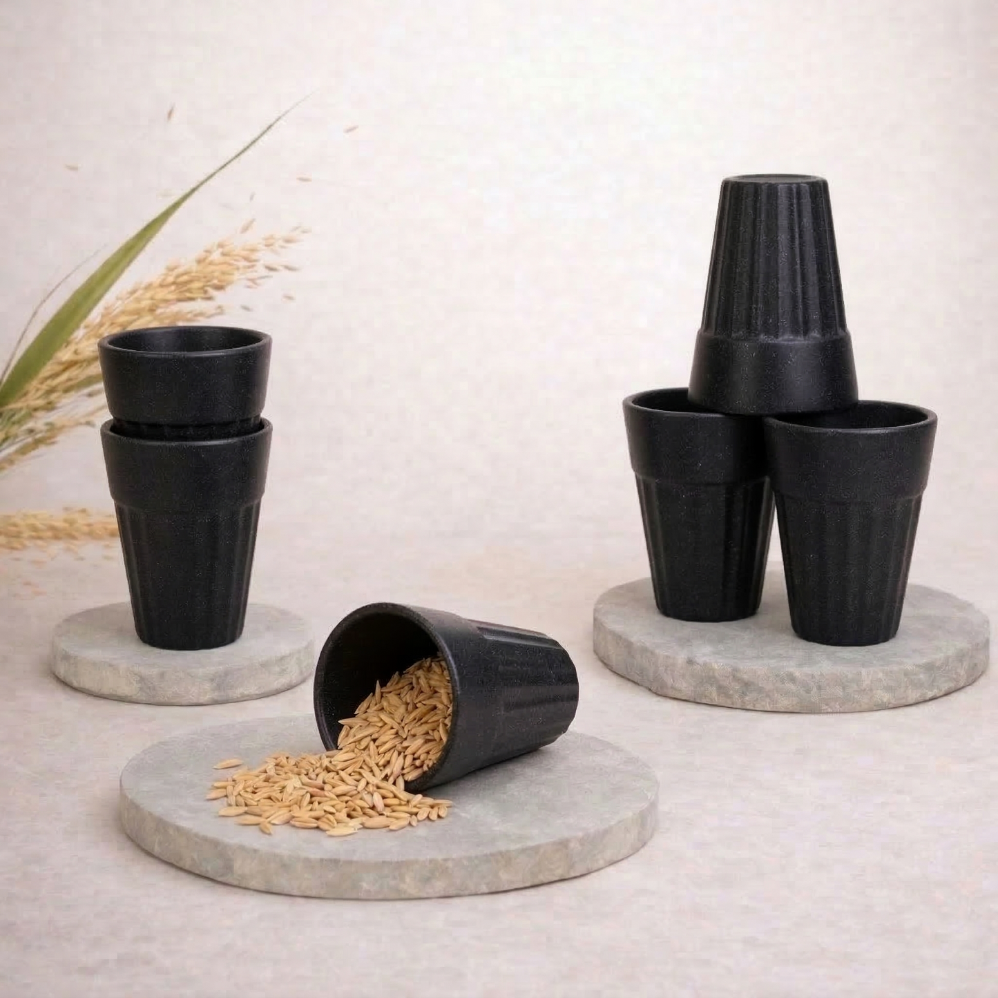 TurtleTales Husk Chai Cups Rice Husk Biocomposite Kulhad Cups (140ml) - Set of 2/4/6