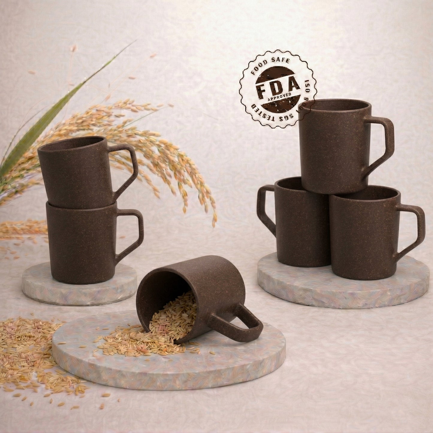 TurtleTales Turtle Brew Rice Husk Eco-Friendly Coffee Mugs (200ml) - Daily Companion Mug