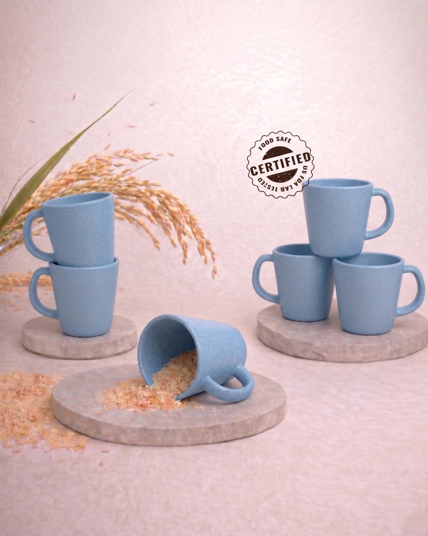 TurtleTales Pebble Brew Rice Husk Espresso Mugs (150ml) - Eco-Friendly Coffee Cups
