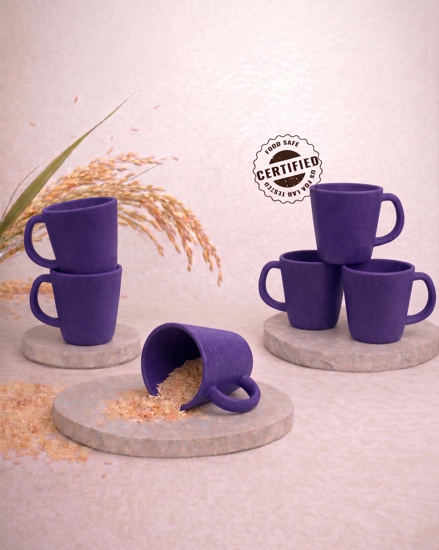 TurtleTales Pebble Brew Rice Husk Espresso Mugs (150ml) - Eco-Friendly Coffee Cups