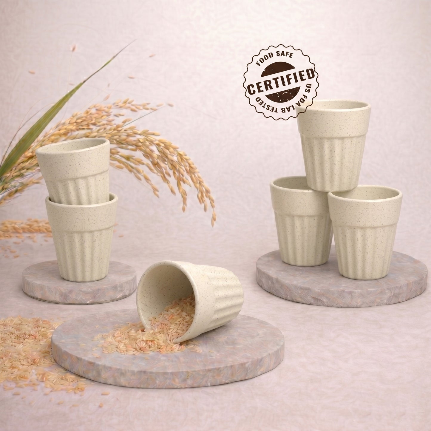 TurtleTales Mini Husk Chai Cups Rice Husk Cutting Chai Cups (85ml) - Set of 4/6