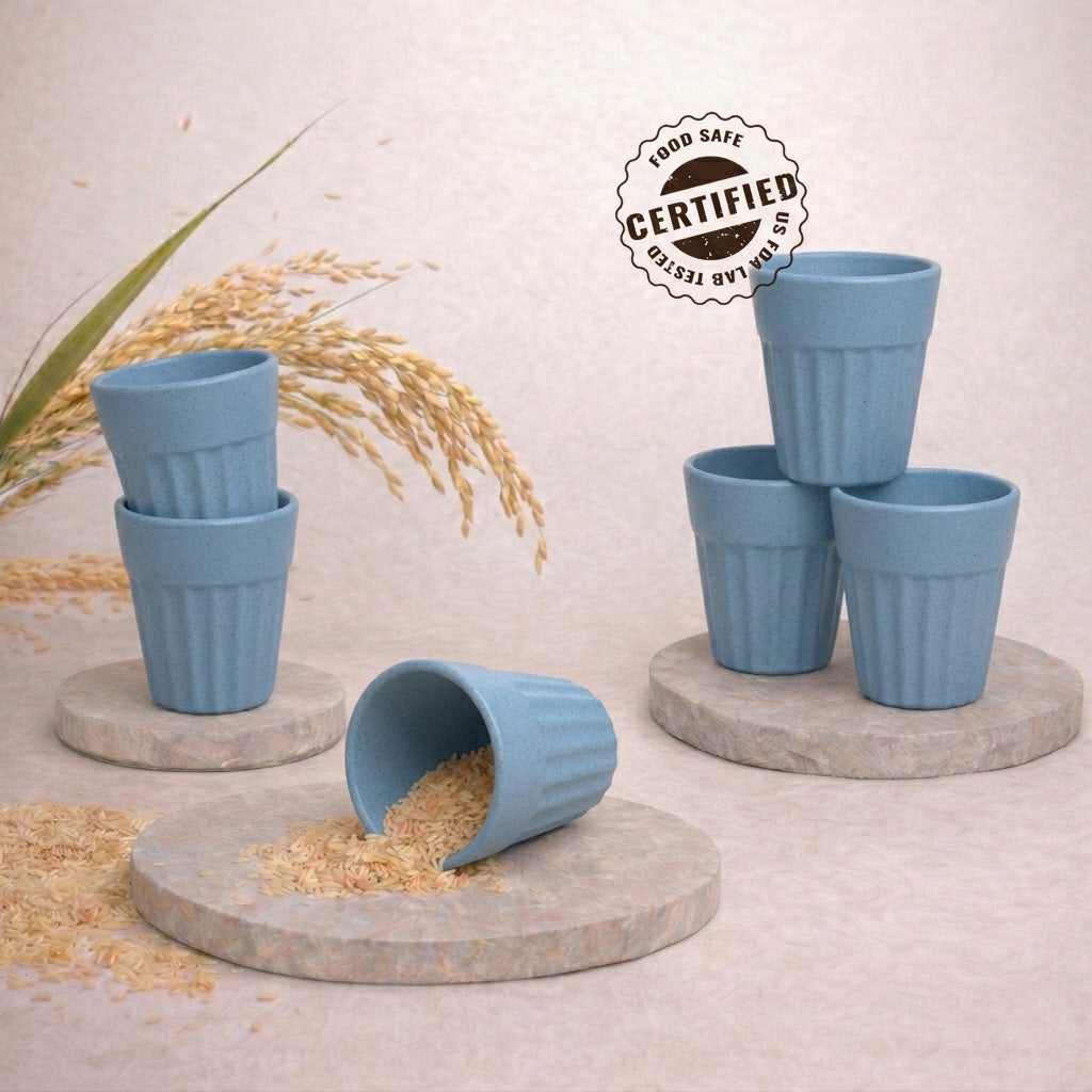 TurtleTales Mini Husk Chai Cups Rice Husk Cutting Chai Cups (85ml) - Set of 4/6