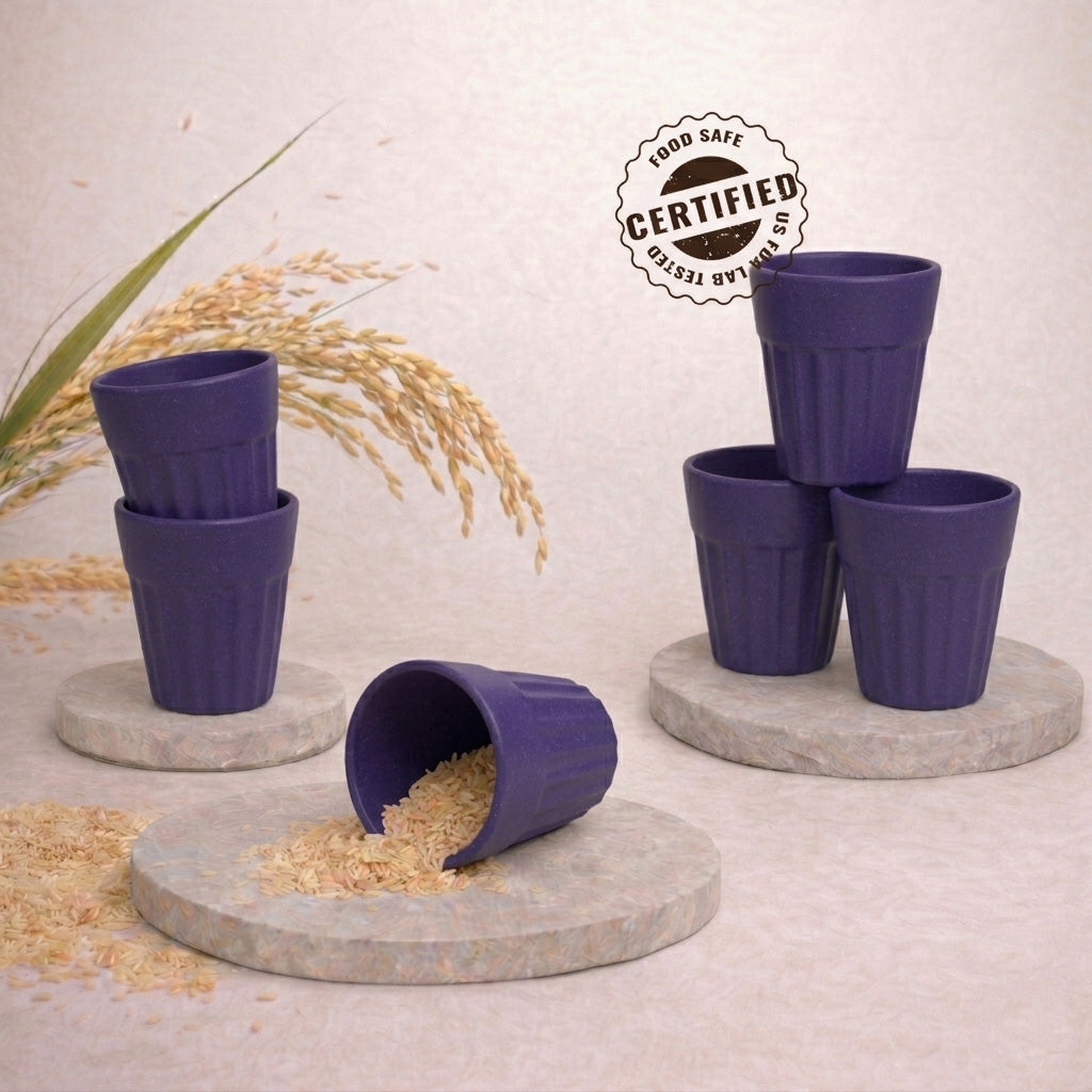 TurtleTales Mini Husk Chai Cups Rice Husk Cutting Chai Cups (85ml) - Set of 4/6