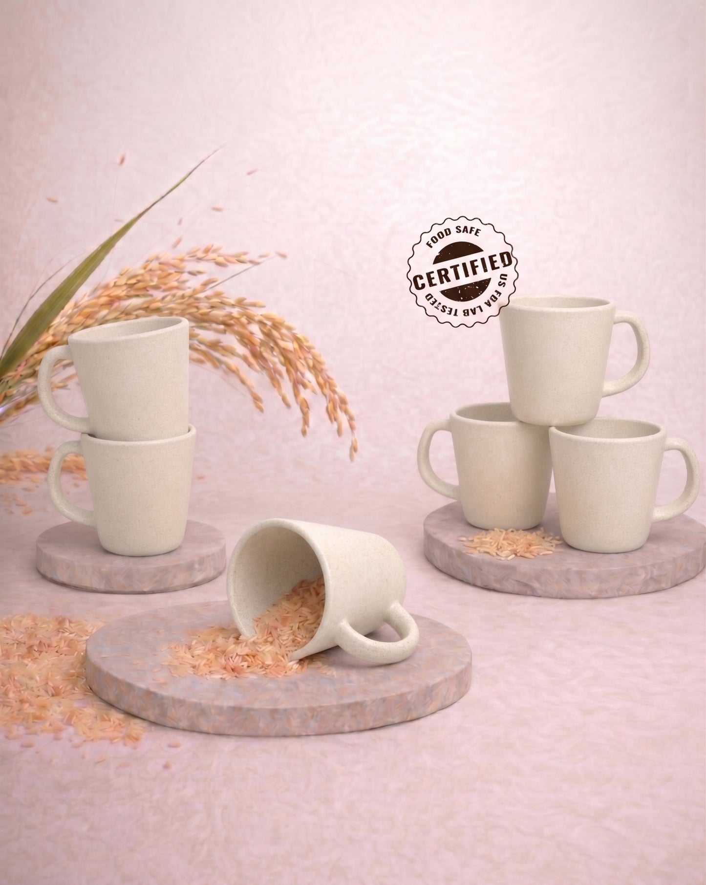TurtleTales Pebble Brew Rice Husk Espresso Mugs (150ml) - Eco-Friendly Coffee Cups
