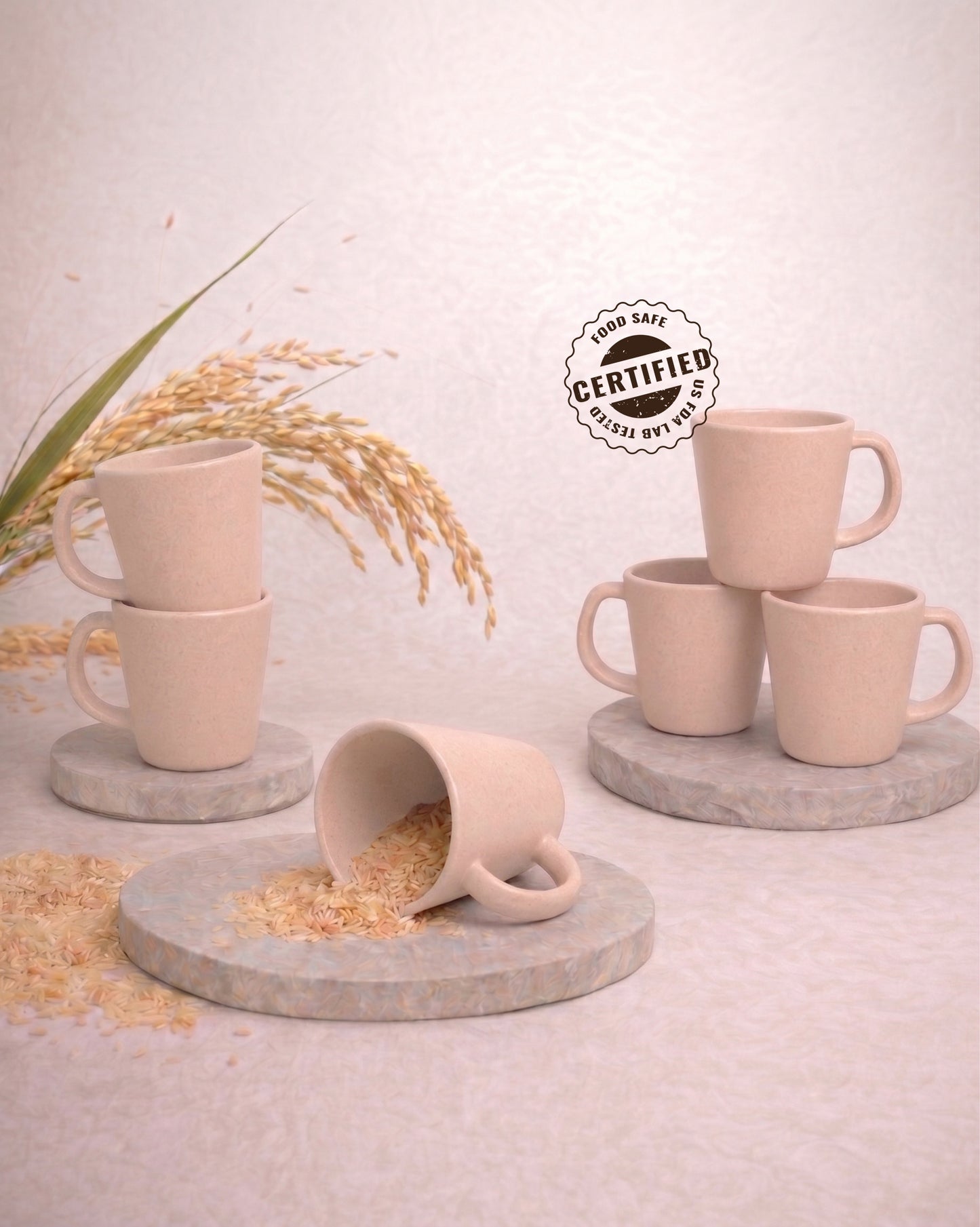 TurtleTales Pebble Brew Rice Husk Espresso Mugs (150ml) - Eco-Friendly Coffee Cups