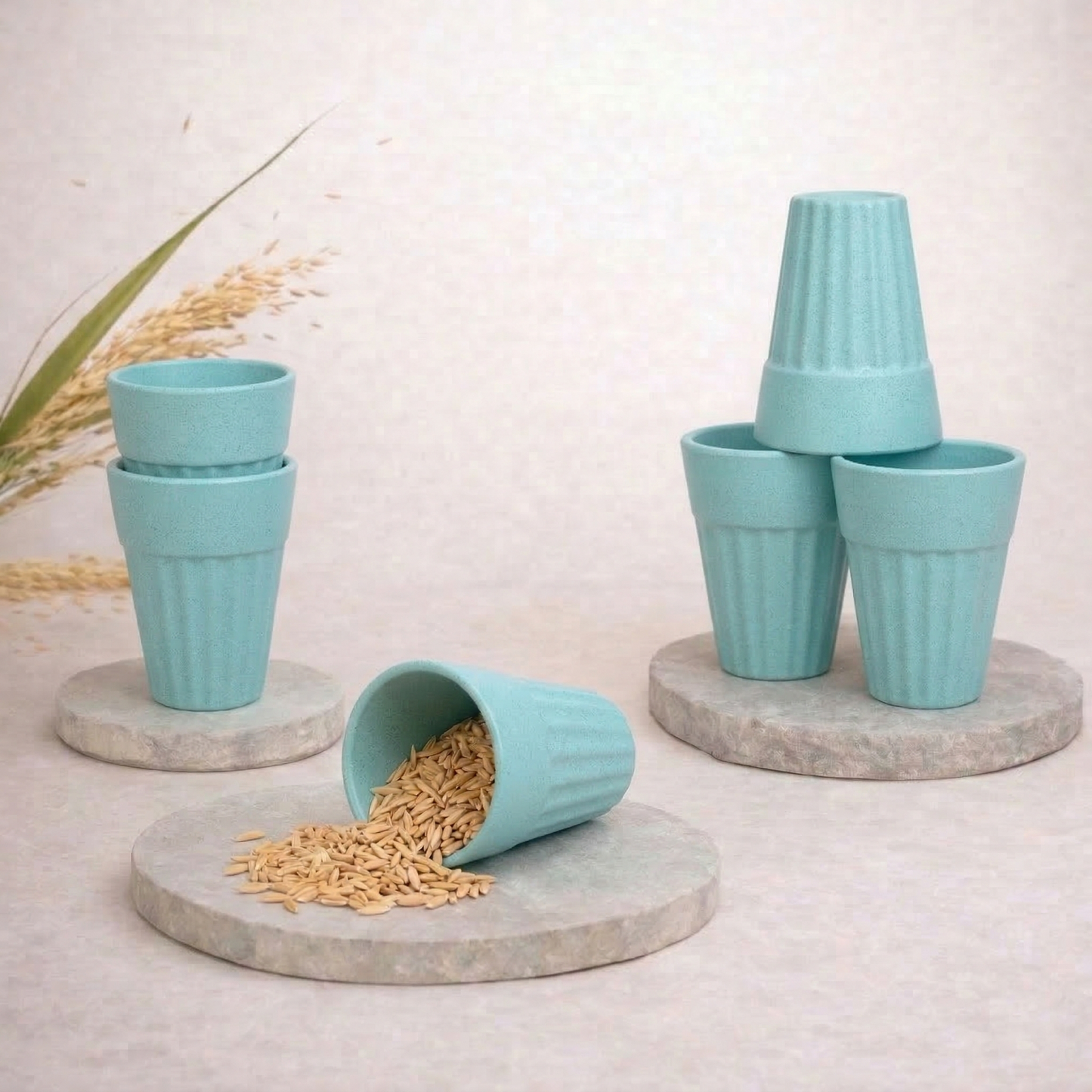 TurtleTales Husk Chai Cups Rice Husk Biocomposite Kulhad Cups (140ml) - Set of 2/4/6